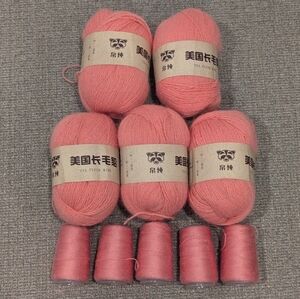 Plush Mink Yarn for Hand knitting Light Coral 5x50 gr